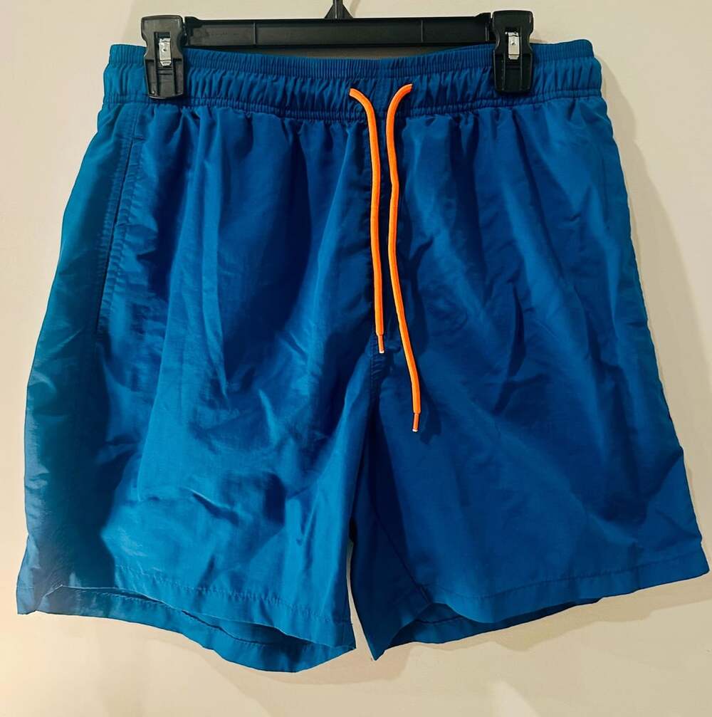 Unbranded Swim Trunks Size L Blue Nylon Quick Dry Beach Shorts